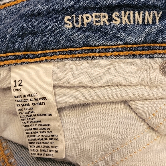 American Eagle Outfitters Distressed Skinny Blue Jeans Women's 12 Long - Picture 5 of 5